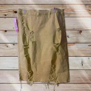 JEANS SKIRT SIZE LARGE YELLOW WITH DISTRESS